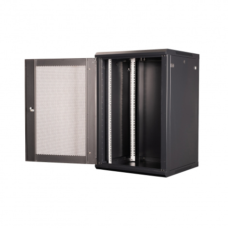 Шкаф 19" телекоммуникационный настенный, 18U 901x600х600 мм, дверь перфорация, черный